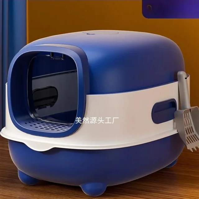 Fully Enclosed Cat Litter Box Large Size Anti Splash Deodorizing Antibacterial Toilet Tray For Indoor Cats Potty Cleaning Use 2