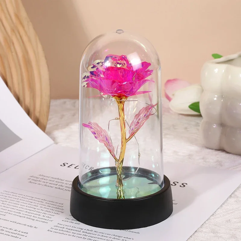 Dsuto Preserved White Roses In Glass Dome – Eternal Flowers With LED Lights, Perfect Mother’s Day Or Birthday Gift For Her - View #3