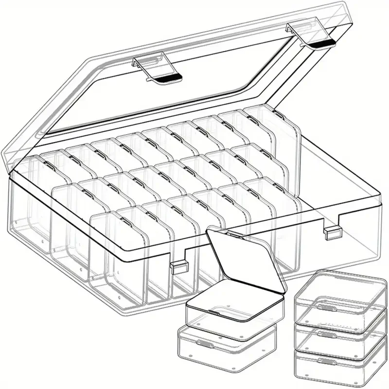 3 sets 2 sets 1 set 30 grid bead organizer plastic mini transparent storage box rectangular box hinged lid