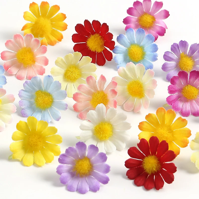 100 teste di fiori artificiali, piccoli fiori, margherite
