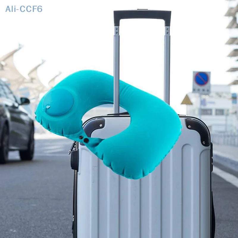 4Pcs/set Outdoor Travel Business Trips Camping Parts Flocking Inflatable Neck Pillow That Can Be Stored And Self Filled