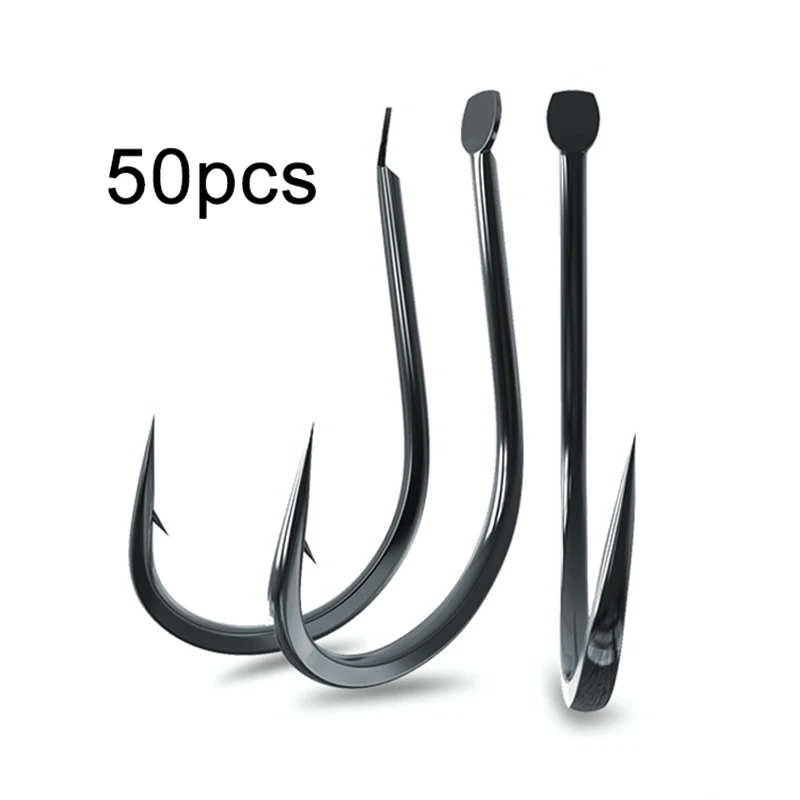 

50PCS Fishing Hooks Freshwater Carbon Stainless Steel Size 1 - 13 Barbed Carp Hooks Fishing Accessories