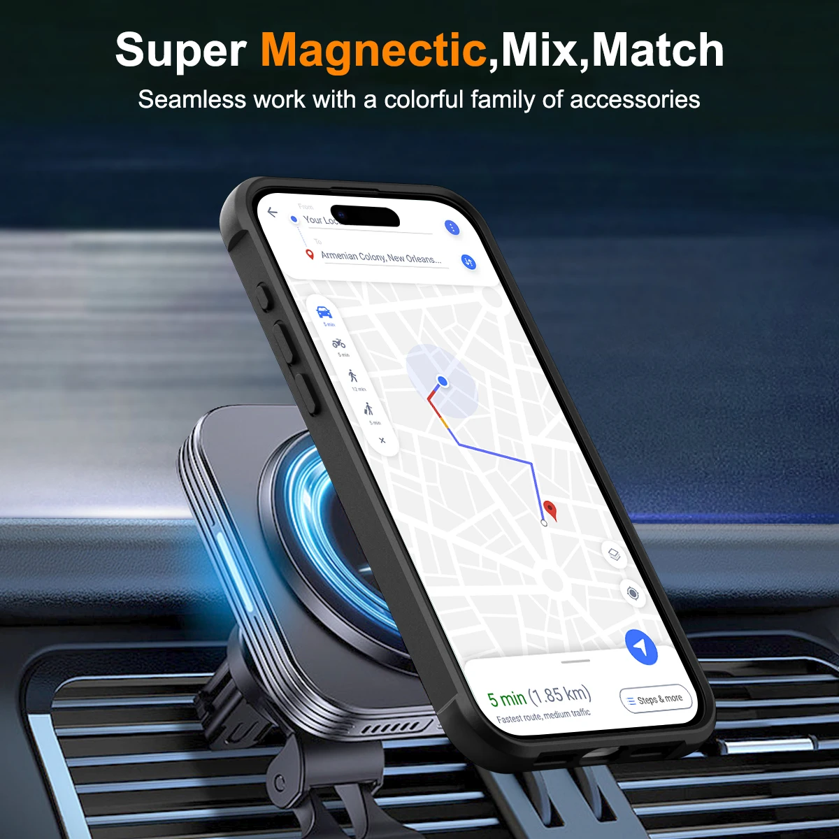 Shockproof Translucent Matte Magnetic Case for iPhone 15 Pro Max 14 13 12 11, 360 Rotating Ring Kickstand, Magsafe Phone Cover