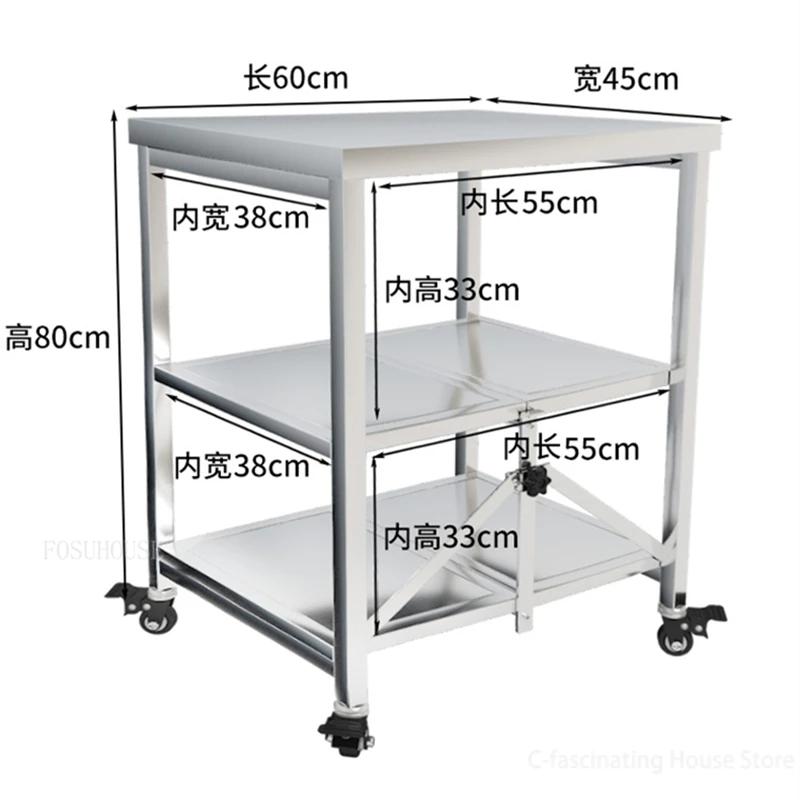 tactiek Over het algemeen Zich voorstellen Opvouwbare mobiele winkelwagenplank voor keukeneiland roestvrijstalen  trolley keukenkarretje plank kamerhoge huisorganizerkar| | - AliExpress