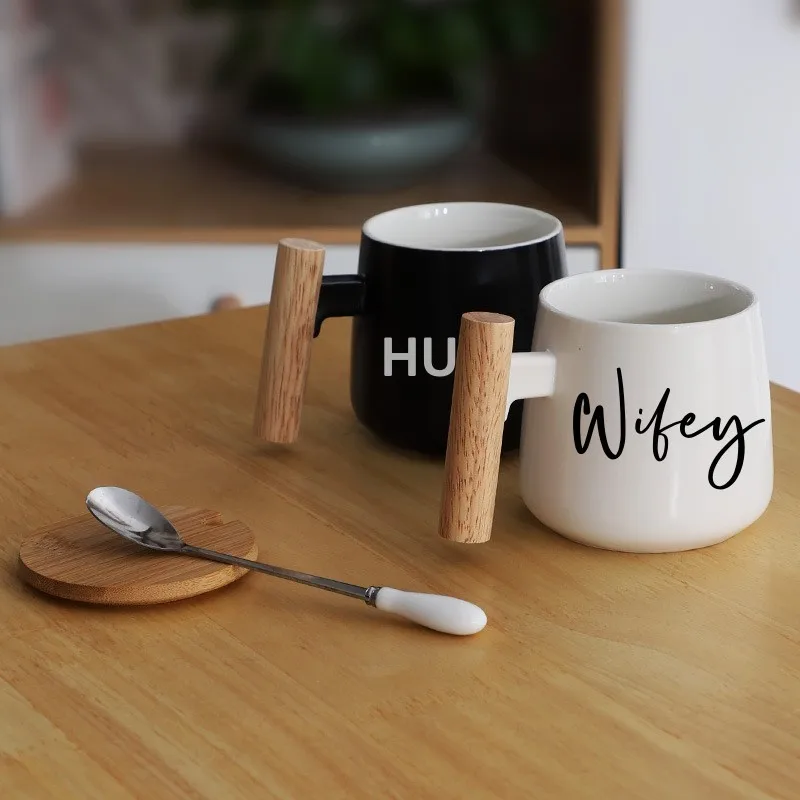 Фото Керамическая кофейная кружка Wifey/Hubby для дома и офиса, чашка для воды для пары, Креативные Свадебные подарки, свадебное украшение, свадебный душ №3