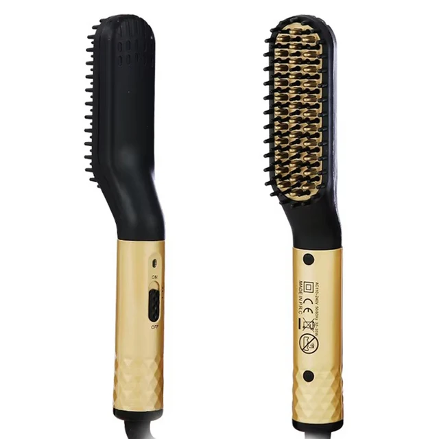 Palmare portatile 2 in 1 elettronico rapido ferro barba stiratura barba piastra per capelli spazzola pettine da stiro per uomo 6