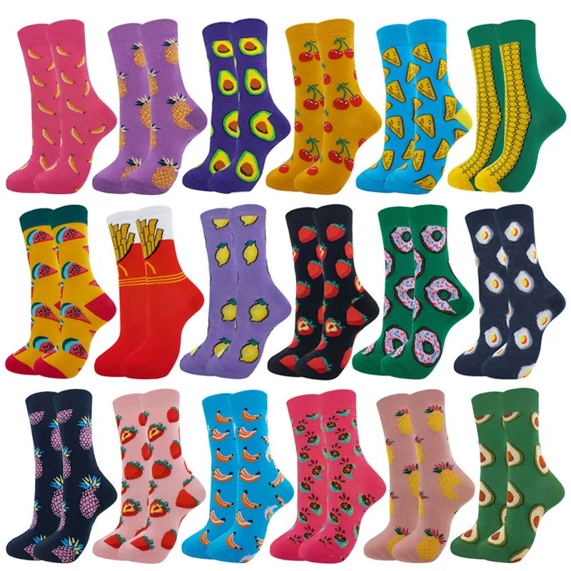 

Women Casual Happy Funny Socks With Print Fruit Food Cute Winter Socks Skateboard Cotton Fashion Harajuku Socks