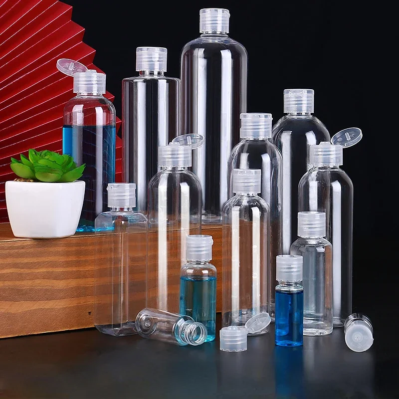 플라스틱 병 클램셸 에멀젼 PET 포장 시험, 빈 휴대용 여행 용기 리필 가능, 5ml-120ml, 50 개/로트