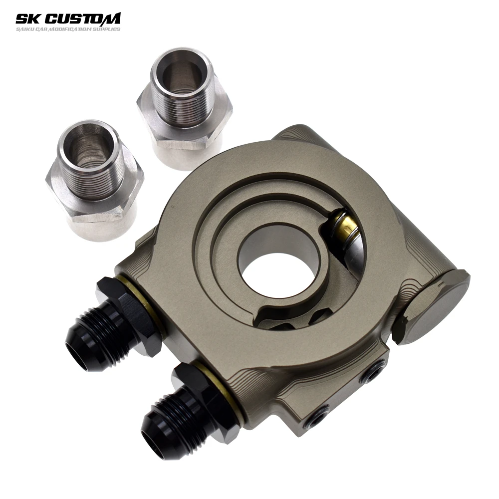Aluminum Radiator Aluminum Radiator Kit Oil Cooler Kit Aluminum Flare Adapter Oil Radiator Adapter Car Universal Filter Modification Oil Cooling Kit Sandwich Plate Thermostat Adaptor 80&deg; AN10 AN8