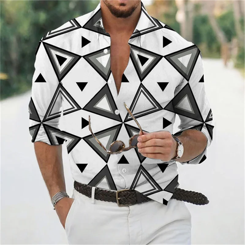 2023 Fashion Men's Tops Shirt Casual Outdoor Festival Outdoor Red Geometric HD Pattern Soft Comfortable New XL