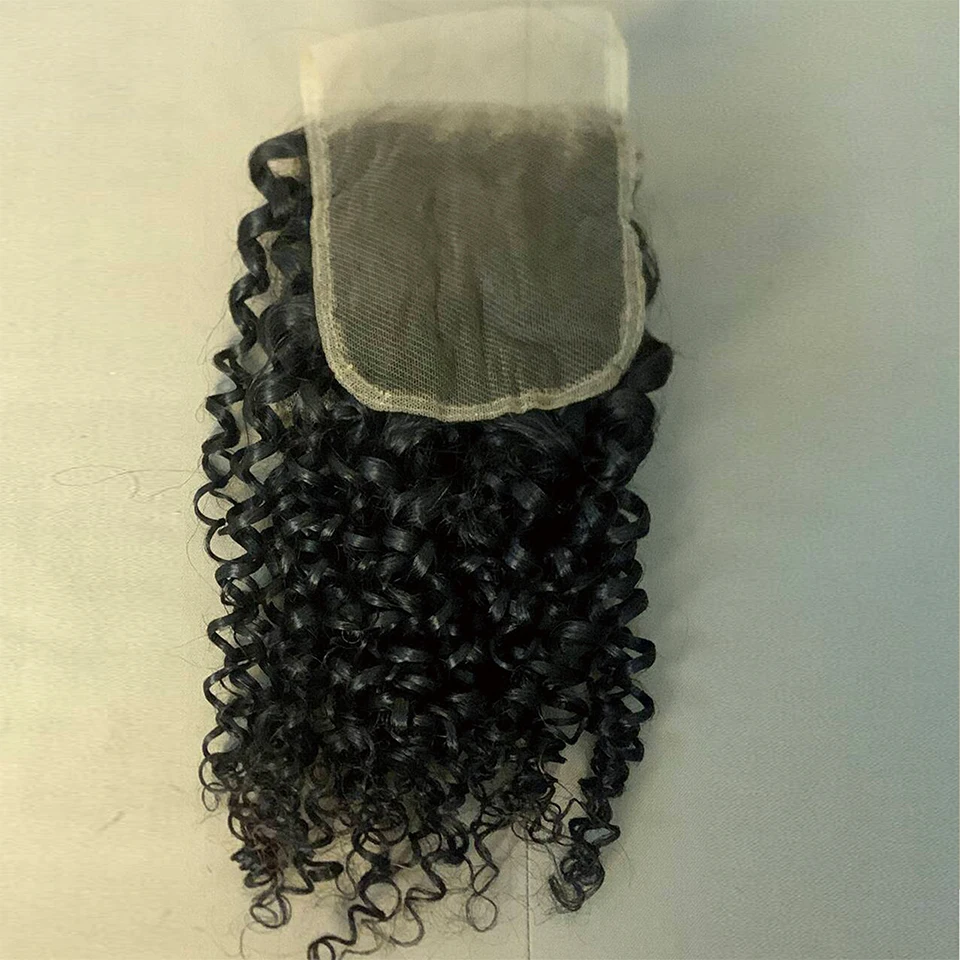 Chiusura in pizzo 5x5 per capelli ricci Melt Skin Pixie, Frontale in pizzo 13x4, Capelli umani ricci voluminosi, Pizzo invisibile, Pizzo 4x4, Pizzo 6x6 - immagine 3
