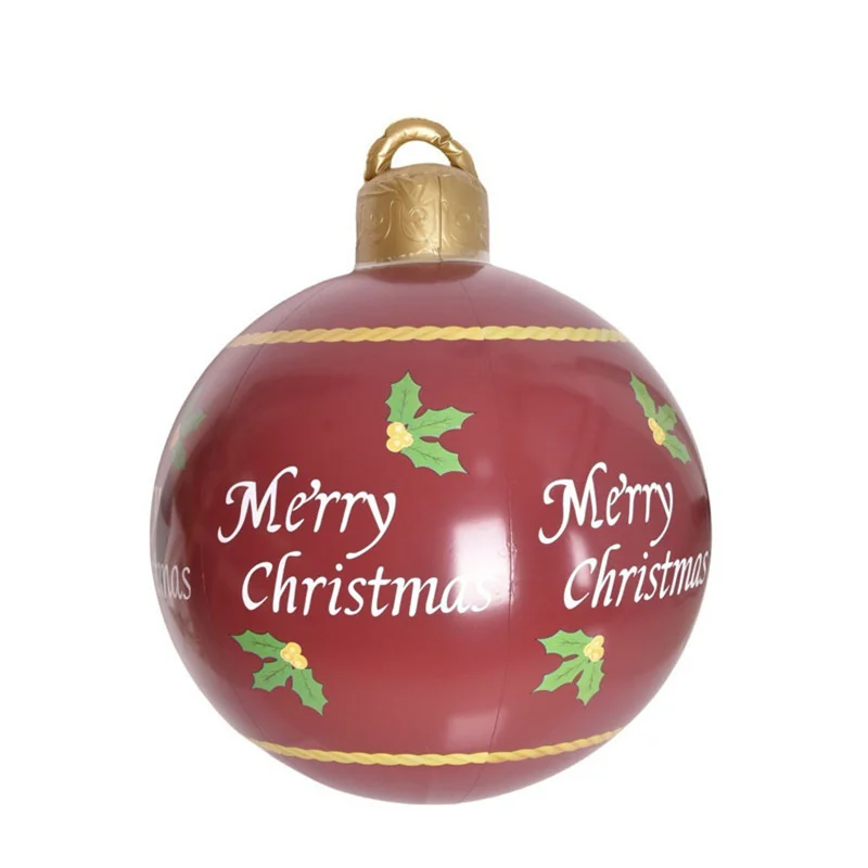 thumbnail image 1 of Bola inflable navideña de 60 cm, bola decorada de PVC, bolas gigantes grandes, bolas de juguete para decorar árboles de Navidad, bola sin adorno de luz, 1 of 5