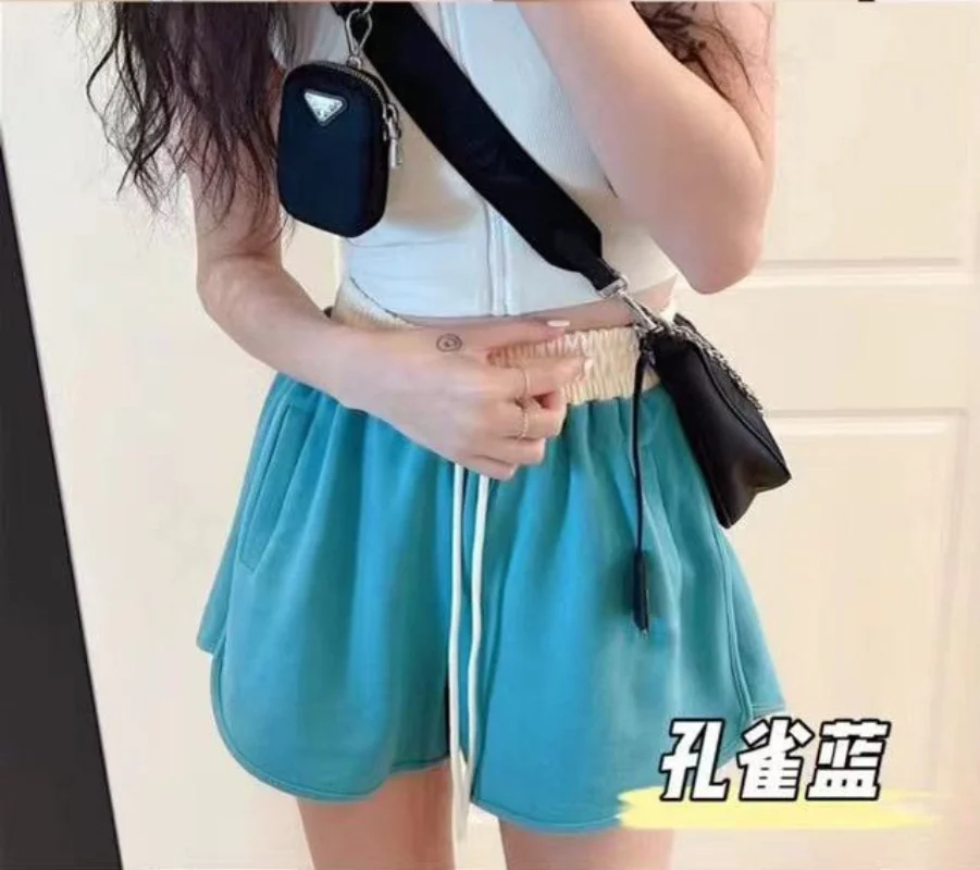Summer Shorts Simple Fashion High Waist Drawstring Straight Shorts Korean Style Patchwork Striped Loose Casual Sports Women