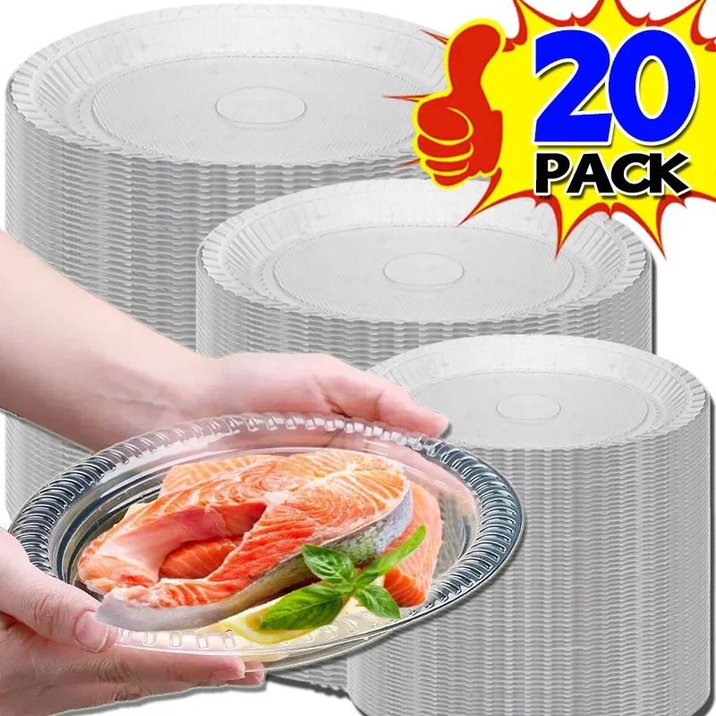10/20PCS Disposable Plates Food Grade Plastic Salad Fruit Plate High-temperature Resistant Barbecue Buffet Thickened Tableware