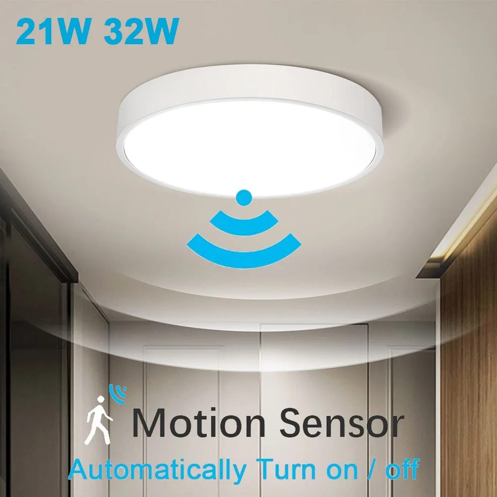 

21/32W LED Ceiling Lights Radar Motion Sensor Smart Home Lighting Indoor Hallways Stairs Kitchen Round Panel Down Lamp Decor