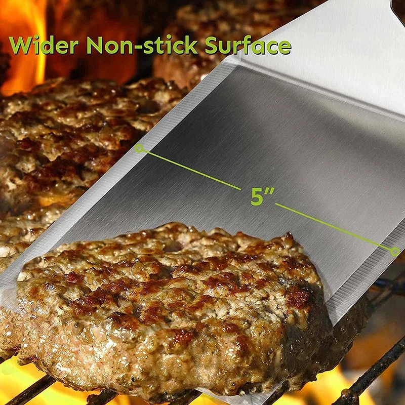 Stainless Steel Large Grill Spatula Cutting Edges Kitchen Griddle Accessories Pancake Burger Turner Scraper Tool BBQ