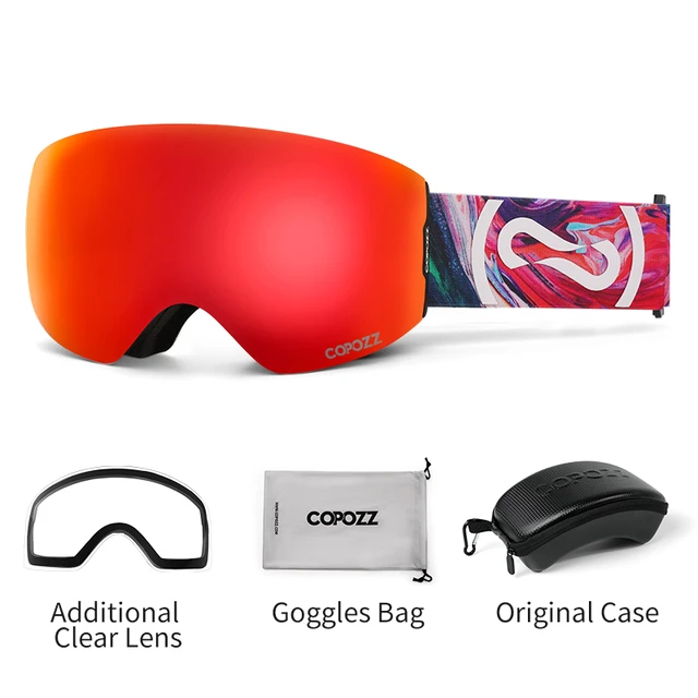 COPOZZ-Gafas de esquí magnéticas para hombre y mujer, lentes de cambio  rápido y estuche, protección 100% UV400, gafas de Snowboard antivaho