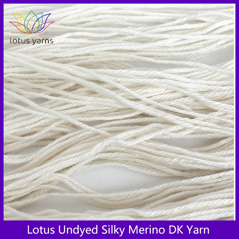 Lotus Undyed Silky Merino DK Weight Yarn Nat White Color For Dyeing or Knitting Garments 3