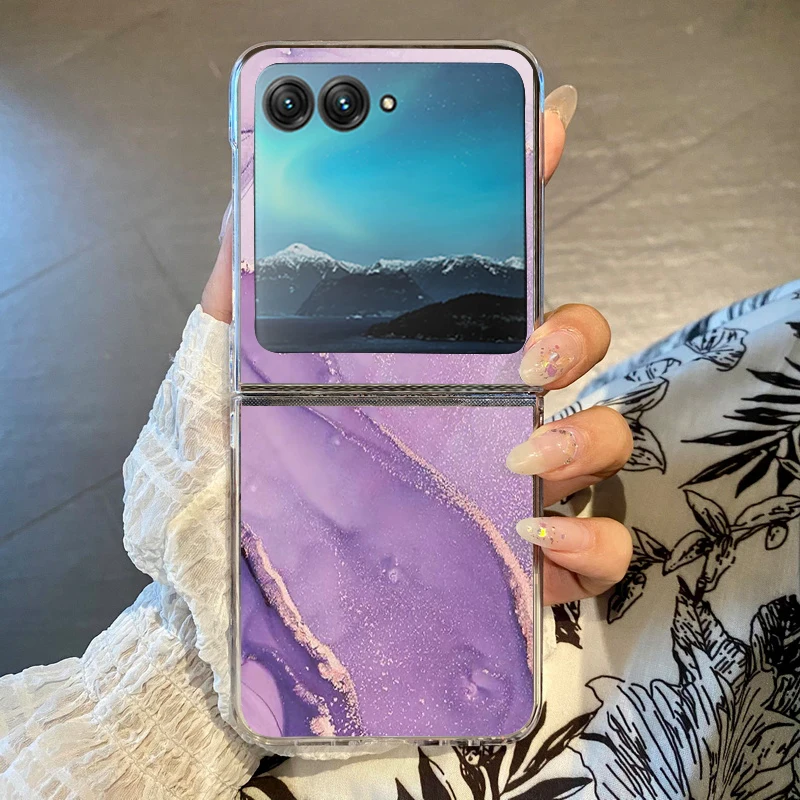 Elegant Marble Pattern Shockproof Transparent Folding Phone Case