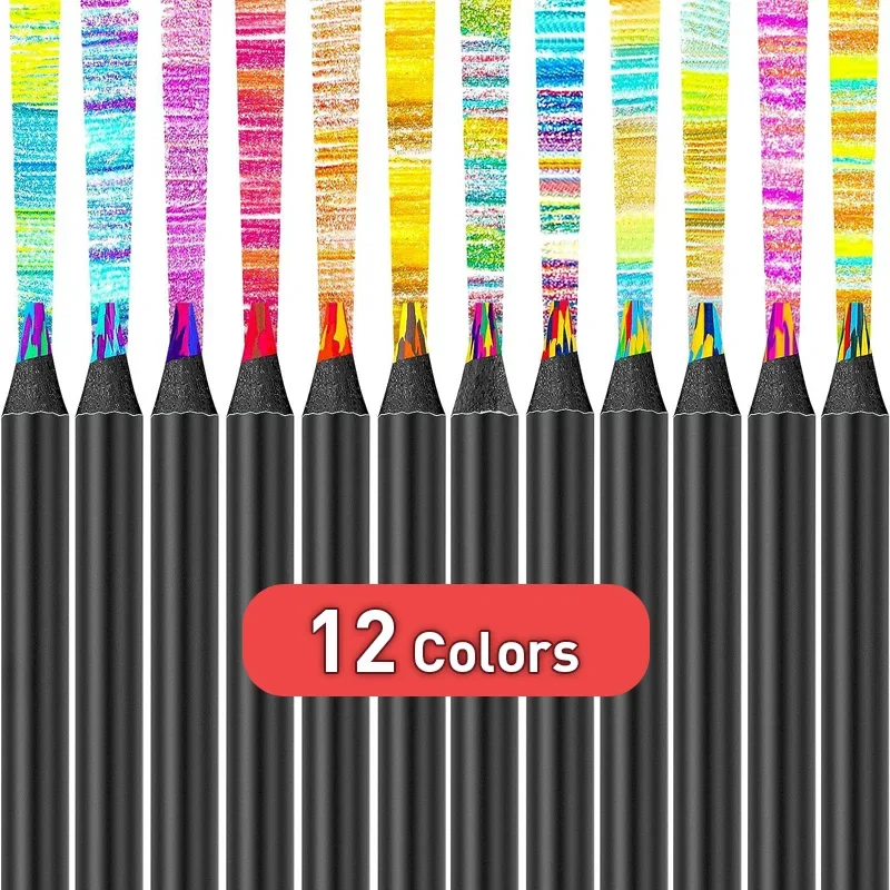 Color Pencils 3/4/6/12Pcs Magic Rainbow Colored Pencils 12 Colors Multicolored for Art Supplies Drawing Coloring Sketching