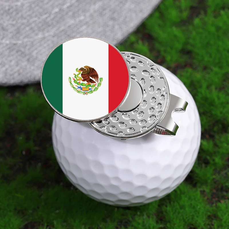 Golf ball mark Golf hat clip Golf Ball Magnetic Hat Clip Mexican Flag Color Metal Baseball Cap Clips Golf Supplies Ball Marker Clip Gifts for Husband Son