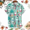 Xmas New Year Gingerbread Christmas Hawaiian Shirt Men's 3D Snowman Print Street Short Sleeved Loose Clothes For Women Clothing 4