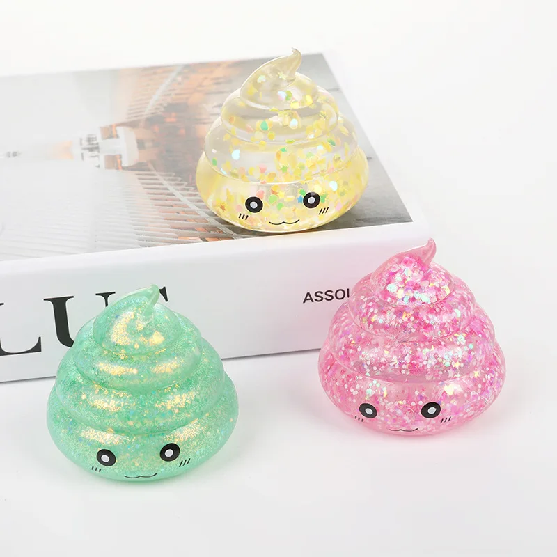 New Creative Funny Gold Dust Poop Maltose Syrup Pressure Balls Adult Decompression Squeeze Slow Rebound Fingertip Toys Fun Gift 4