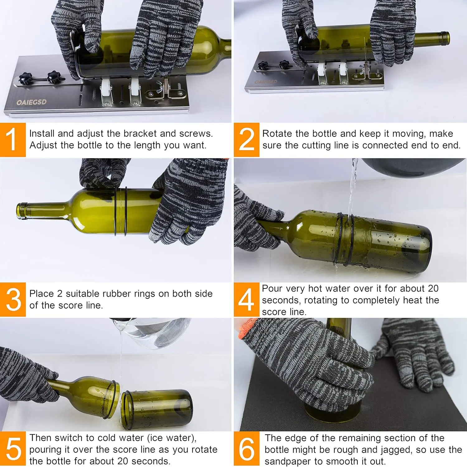 Glass Bottle Cutter Stainless Steel DIY Glass Cutter Kit With Safety Gloves Accessories Sculptures Machine tile glass cutter bottle cutter