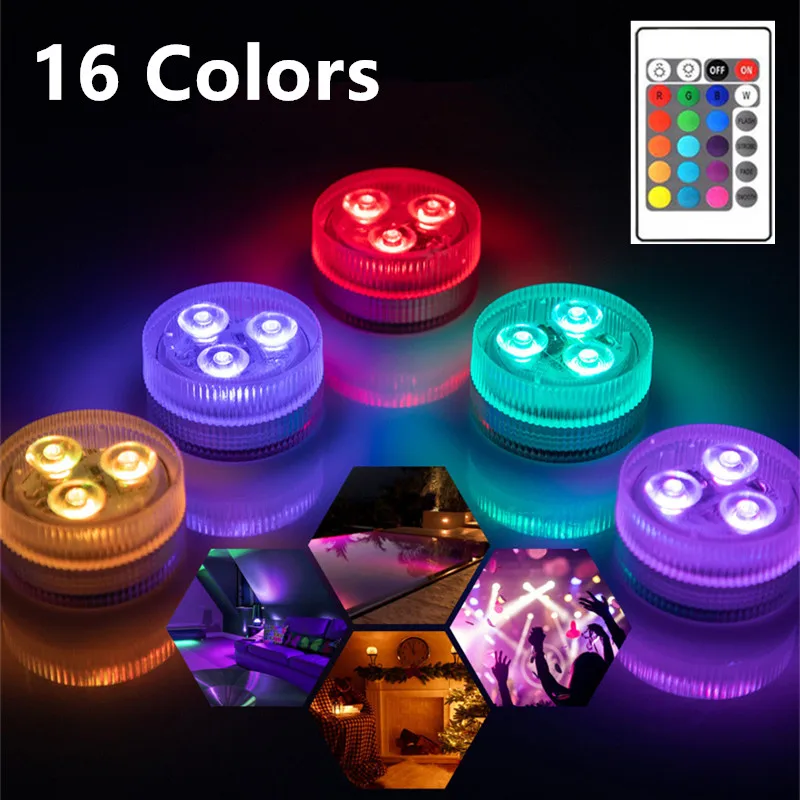 

10-1pcs IP65 Waterproof Underwater Lamp Submersible LED Lights Remote Control LED Tea Mini Lights for Wedding Party Vase Decor