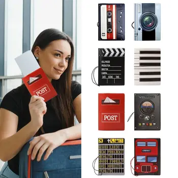 Multicolor 3D Pattern Passport Cover Piano Post Audio Tape Camera Certificate Protective Sheath Multi-function Card Holder 1