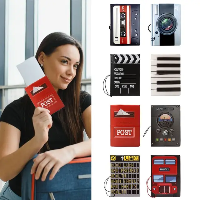 Multicolor 3D Pattern Passport Cover Piano Post Audio Tape Camera Certificate Protective Sheath Multi-function Card Holder 1
