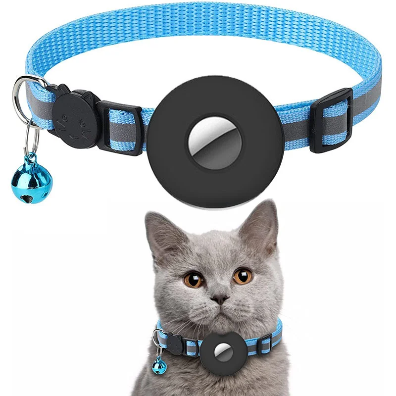Anti Lost Tracker Anti Lose Tracker Item Locator Anti Lost Locator For Apple Airtags Cover Cat Collar Bell Ring Luminous Nylon Kitten Dog Collar for AirTag GPS Finder Anti Loss Tracker Device