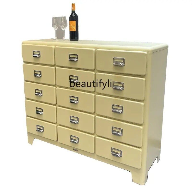 

zq Chest of Drawer Industrial Style Storage Cabinet Multi-Column Metal Vintage Sideboard Chest of Drawers
