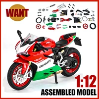 Assembled 1:12 Scale Duceti 1199 Alloy Die Cast Motorcycle Models Toys Metal Street  Sports Sound Light Children Christmas Gifts 1
