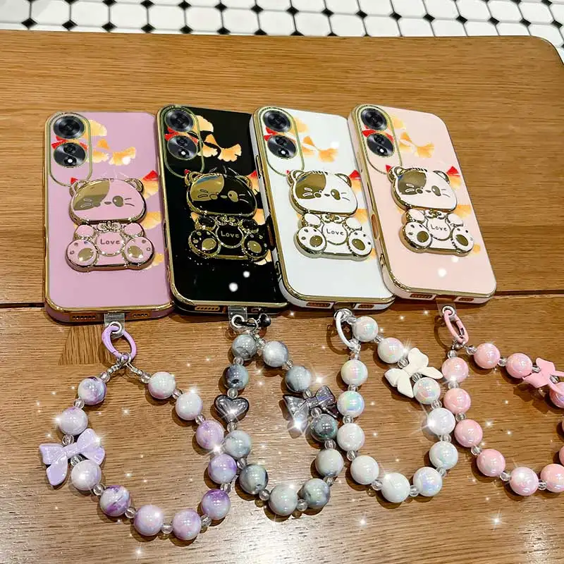 3-Piece Red Maple Leaf Phone Case Set with Lanyard and Rabbit Stand