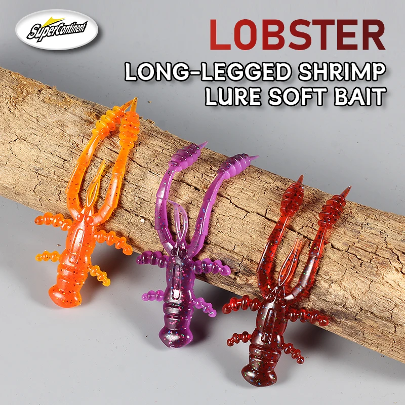 Supercontinent Soft Lure Fishing Bait with Shrimp Scent and Salt, 72mm/47mm Lobster Design
