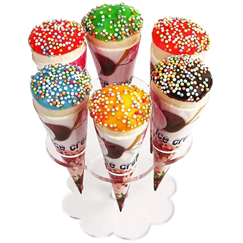 Acrylic Ice Cream Cone Stand Holder 1pcs 6 Holes ice cream cone holder