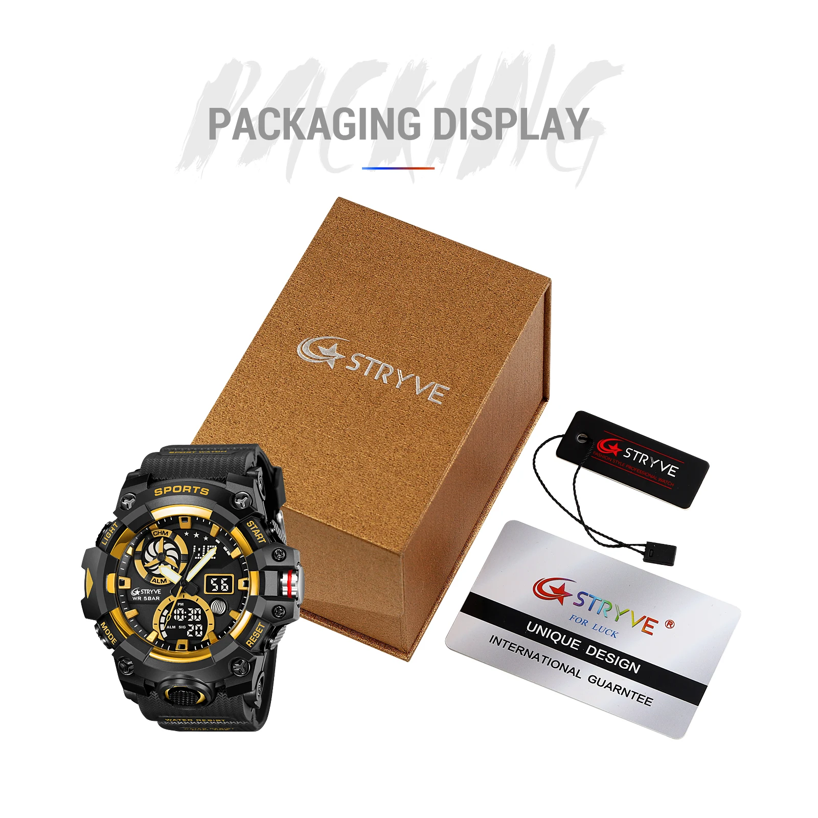 Stryve-digital Double Time Chronograph Ver para Homens Luxo Eletrônico Sport Relógios Week Display Relógios de Pulso Venda Quente - Image 6