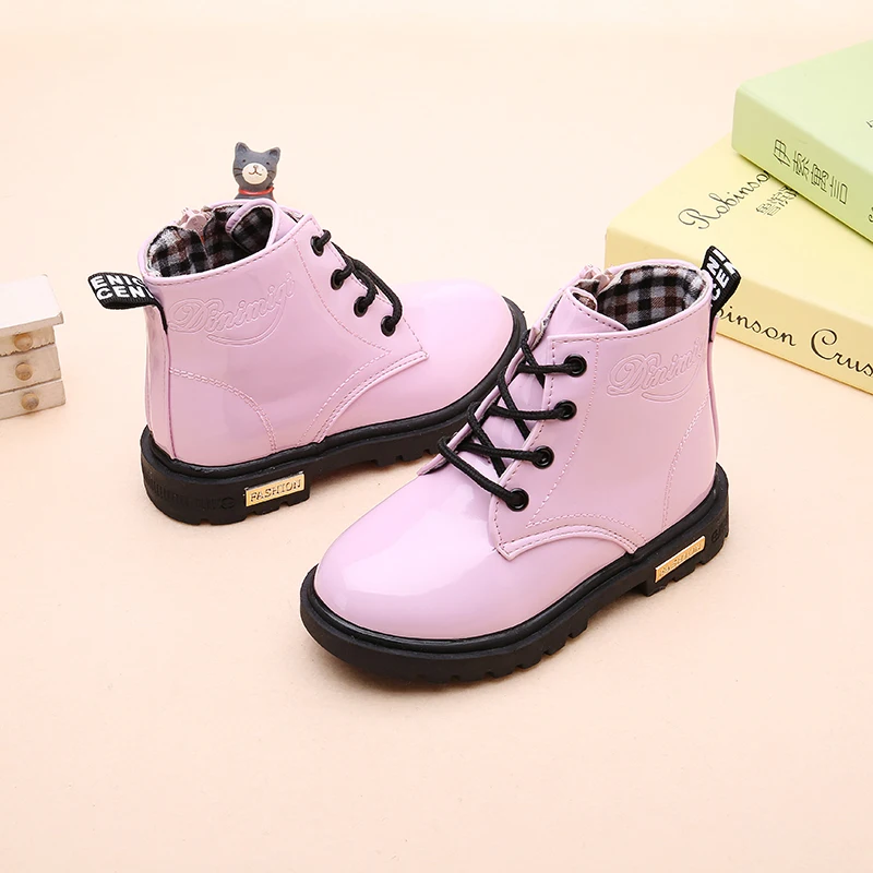 Children's Winter Waterproof Plush Boots - PU Leather Casual Snow Sneakers