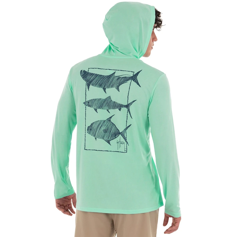 Reef & Reel Fishing Apparel Summer Outdoor Long Sleeve T-shirt With Hood  Sun Protection Breathable Angling Clothing Homme Peche - AliExpress