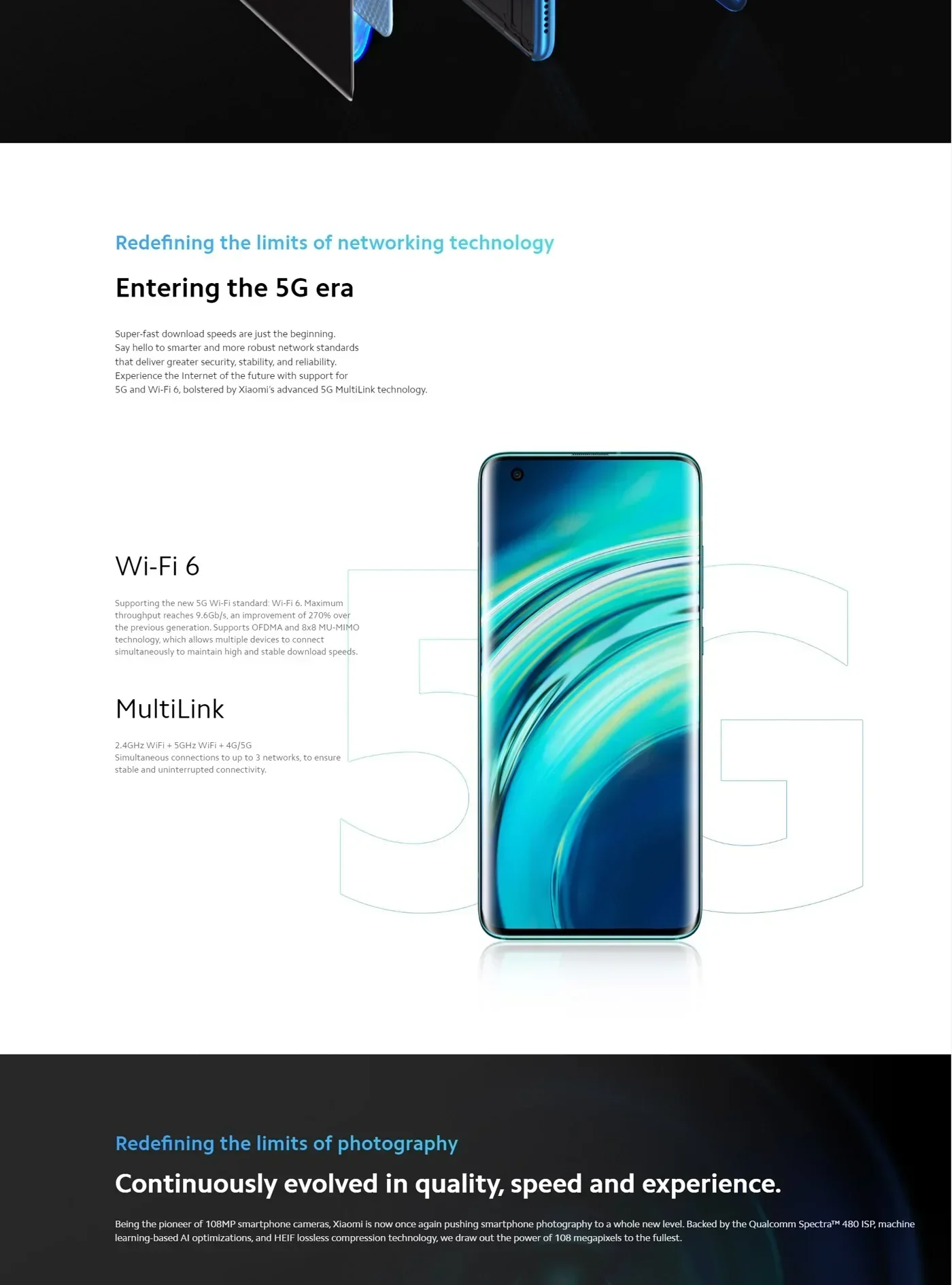 Xiaomi 10 Android 6.67 inch 5G Smartphone Qualcomm Snapdragon 865 RAM 12GB ROM 256GB 4780 mAh Global Firmware HyperOS 1.0 108mp