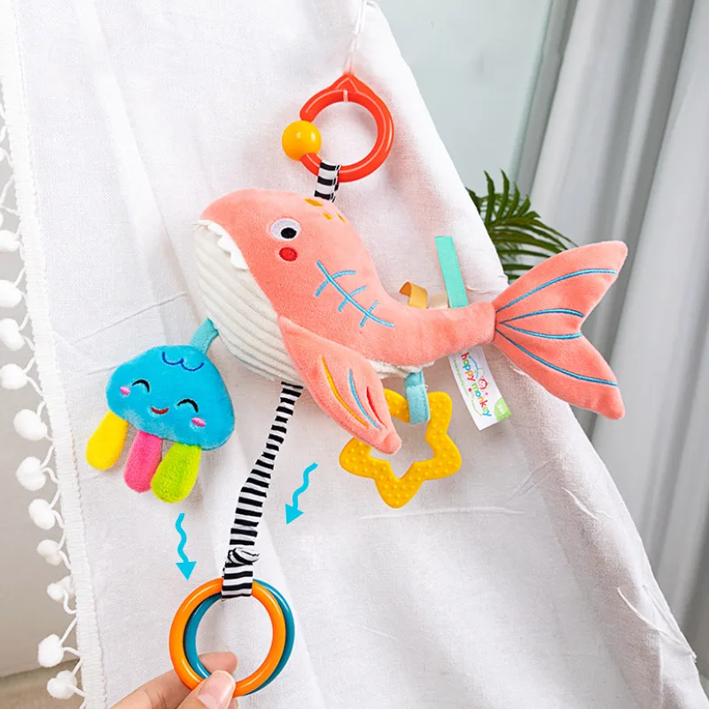 

Baby Rattles Stroller Hanging Soft Toy Mobile Bed Cute Animal Doll Hedgehog Shark Toy Baby Crib Hanging Bell Toy for 0-12 Months