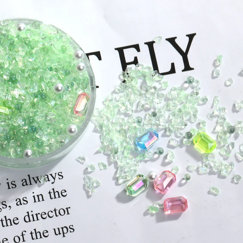 

Summer Crystal Sugar And Art Ice Mixed With Crushed Stone Nail Care Material Package DIY Nail Accessories Luxury Decoration