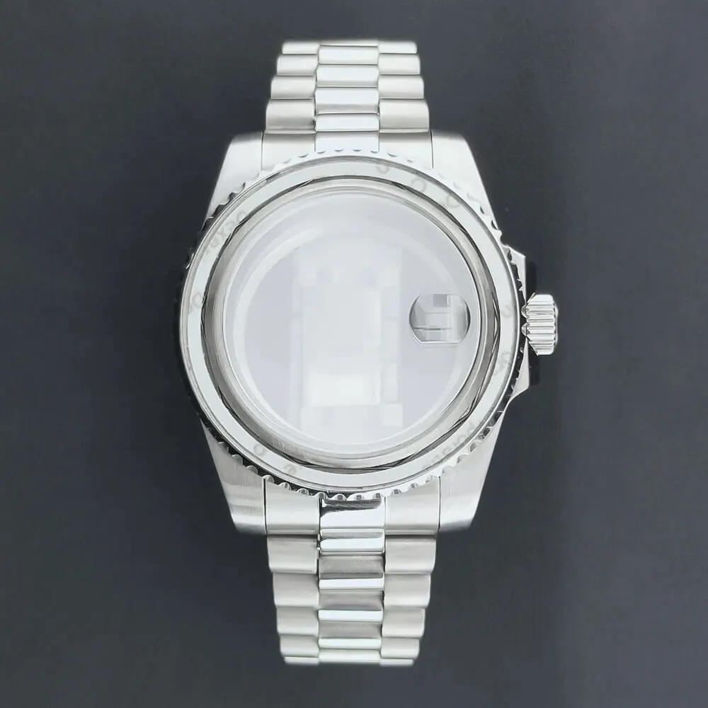 NEITON Sapphire Glass Watch Case with Presidential Strap - 40mm, 10 ATM Waterproof