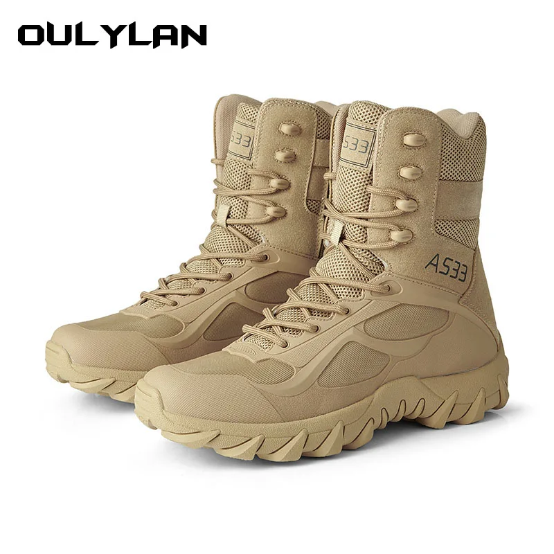 

Army Tactical Boots for Men Outdoor Climbing Hiking Wear-resistant Training Combat Boots Desert Military Shoes Large Size 39-47