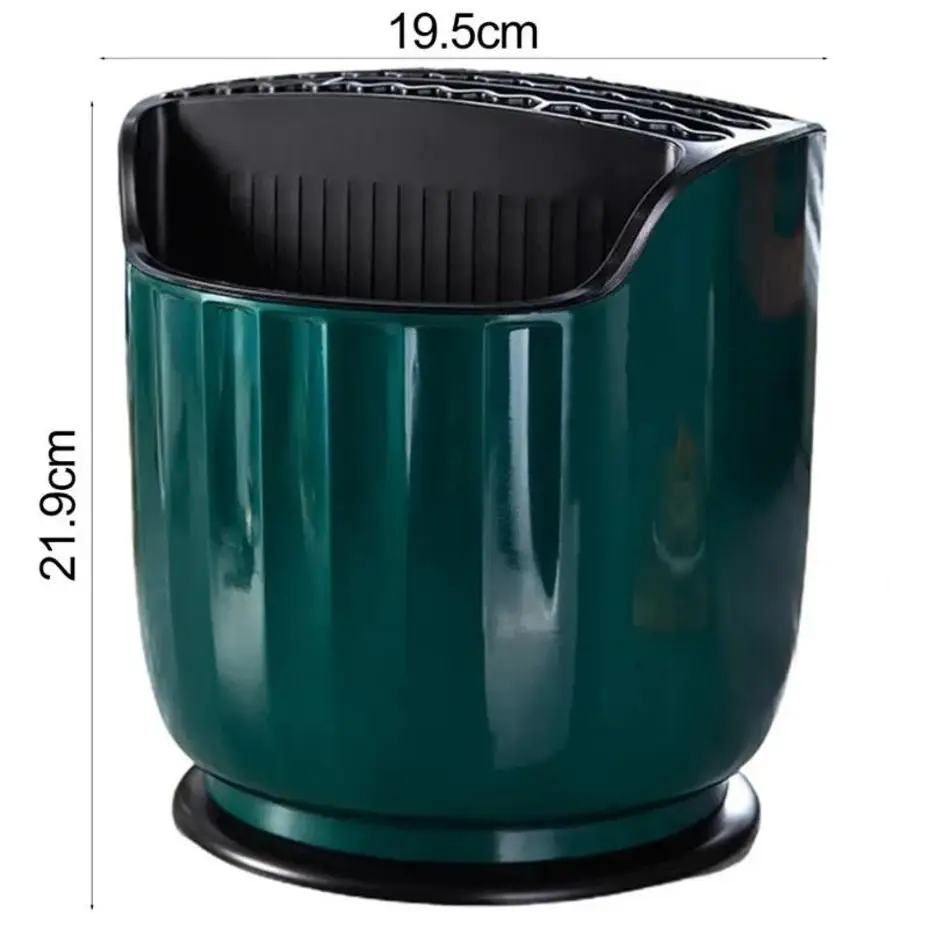 360 Degrees Rotating Knife Holder Multi-Function Utensil Holder Knife Block Flatware Drainer Storage Box Spoon Fork for Kitchen