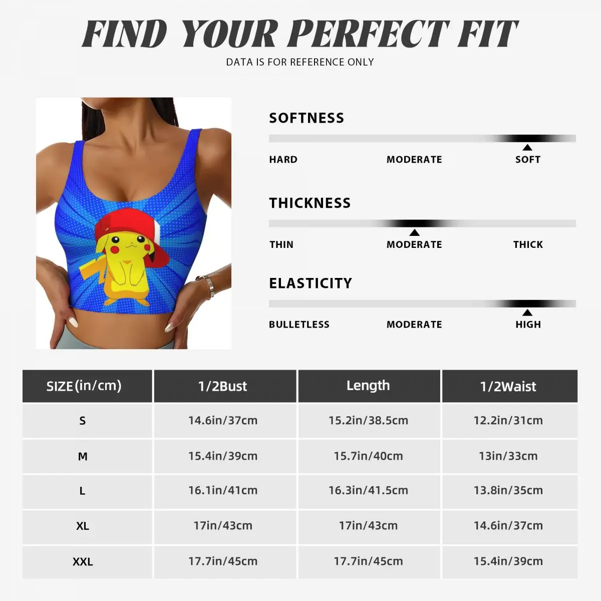 Pikachus High Impact Kawaii Pikachu Sports Bra Women Gym Workout Yoga Crop Top
