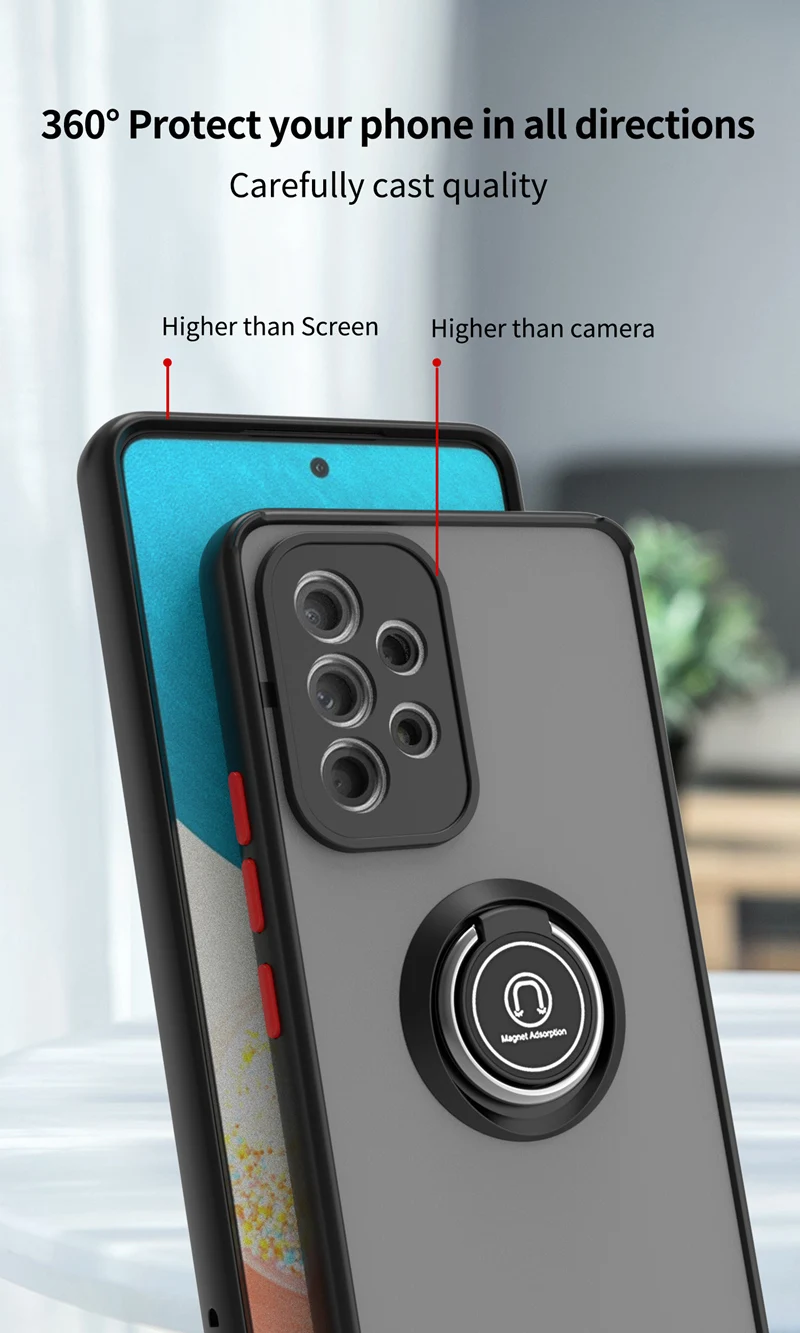 KEYSION Matte Hülle für Samsung A53 A33 A73 5G A23 A13, transparenter Ringständer, stoßfeste Handyhülle für Galaxy A52S_voghion.com