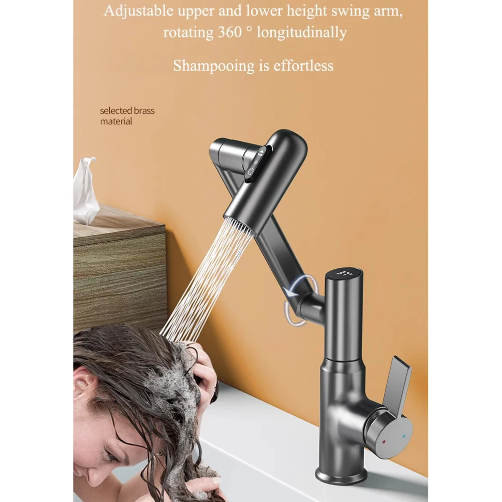 360-degree Rotation Faucet 360 Rotation Faucet Bathroom 360-degree Rotation Adjustable Water Outlet Digital Display 6