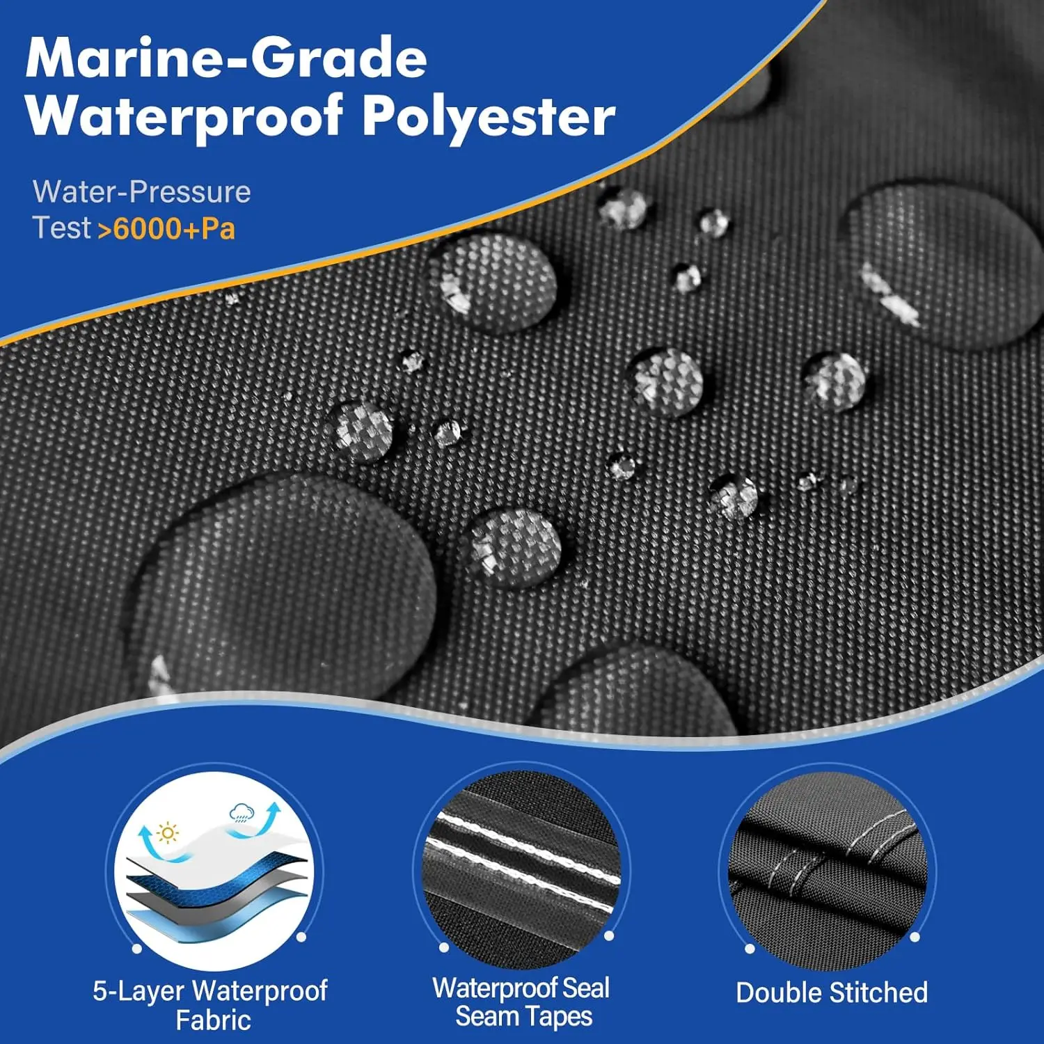16-18.5 ft feet 1200D Waterproof Boat Covers with Motor Cover Fits Bass Boat,V-Hull Tri-Hull Boat,Fish & Ski Boat, Ru